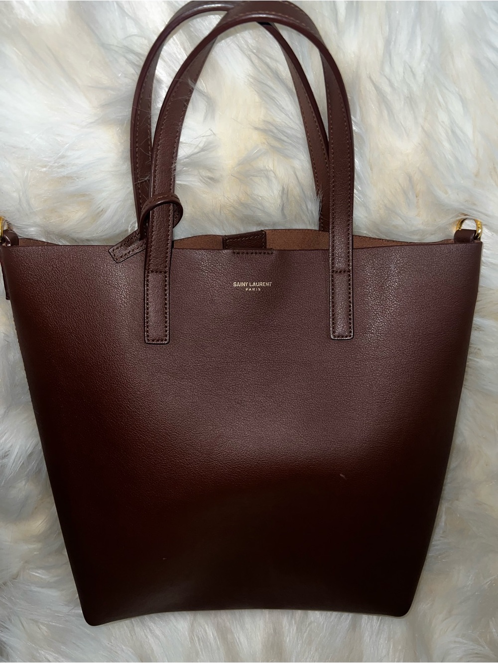 AUTHENTIC Saint Laurent Toy Shopping Tote Bag - Cognac Leather